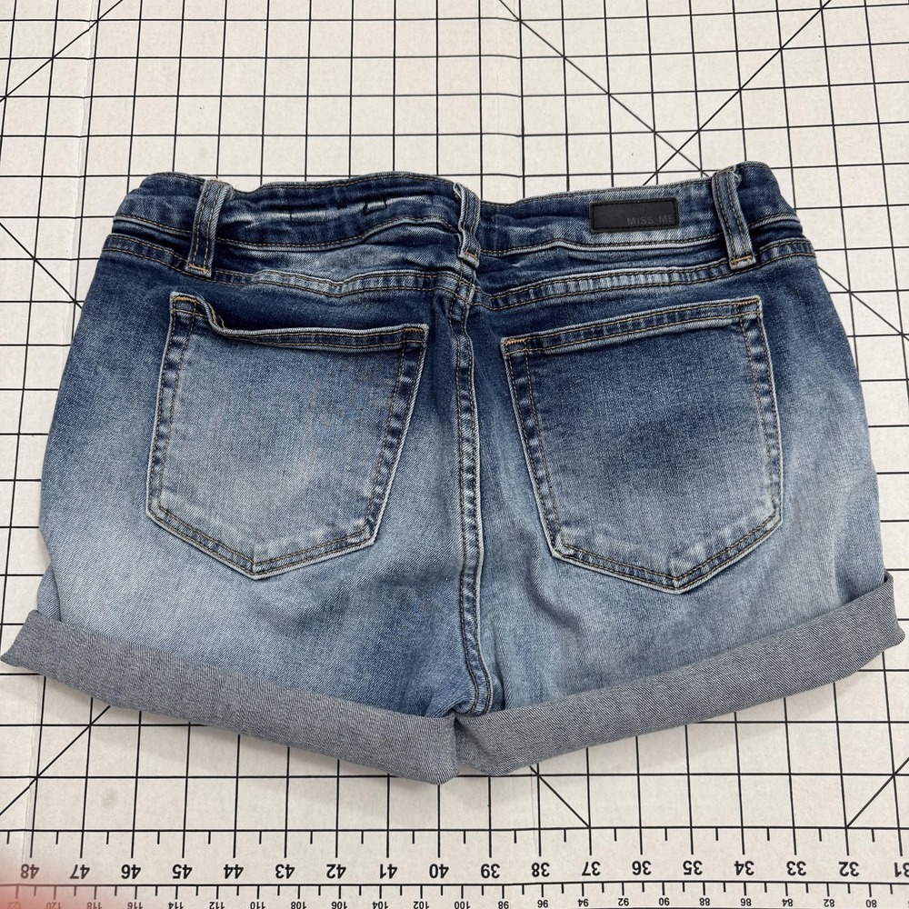 Miss Me Shorts Womens 29 Blue Denim Cuffed Cut Off 5 Pocket Casual Logo